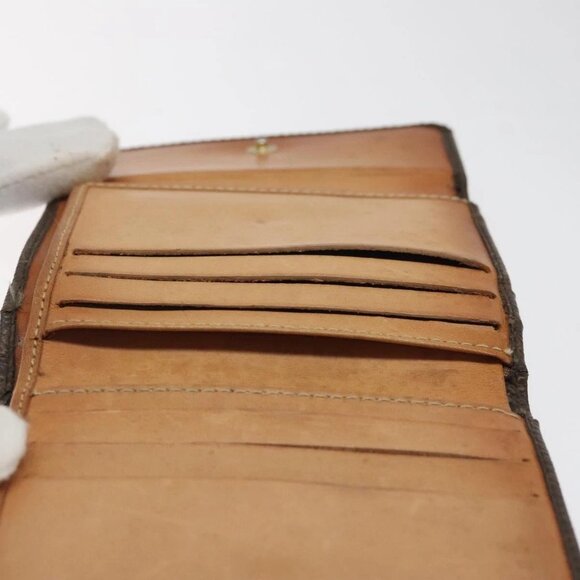 CELINE Macadam Canvas Compact Wallet PVC Leather Brown Auth yk17906 - Picture 9 of 16